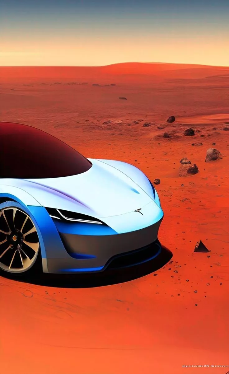 Tesla Roadster On Mars A.I Art Wallpaper