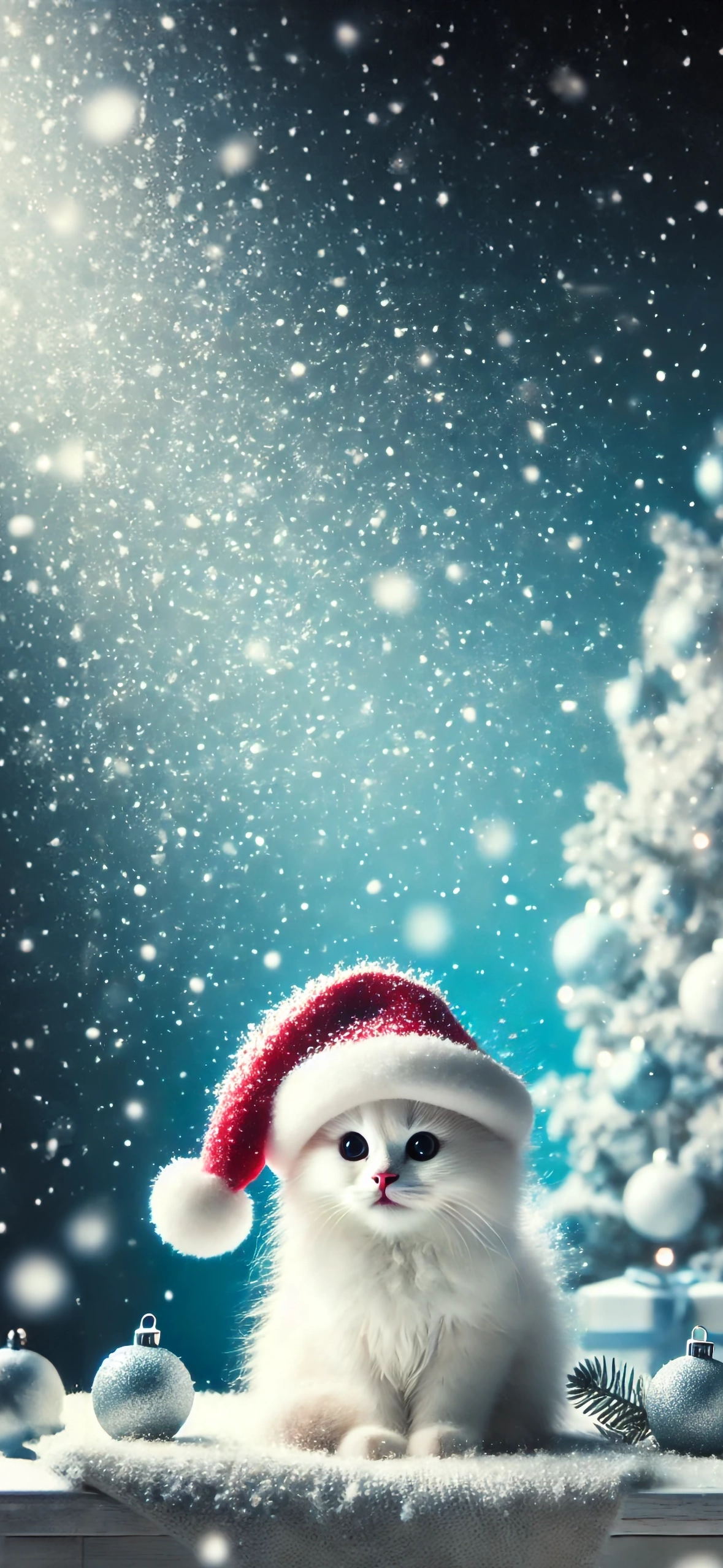 Christmas Cat Wallpaper for Smartphones