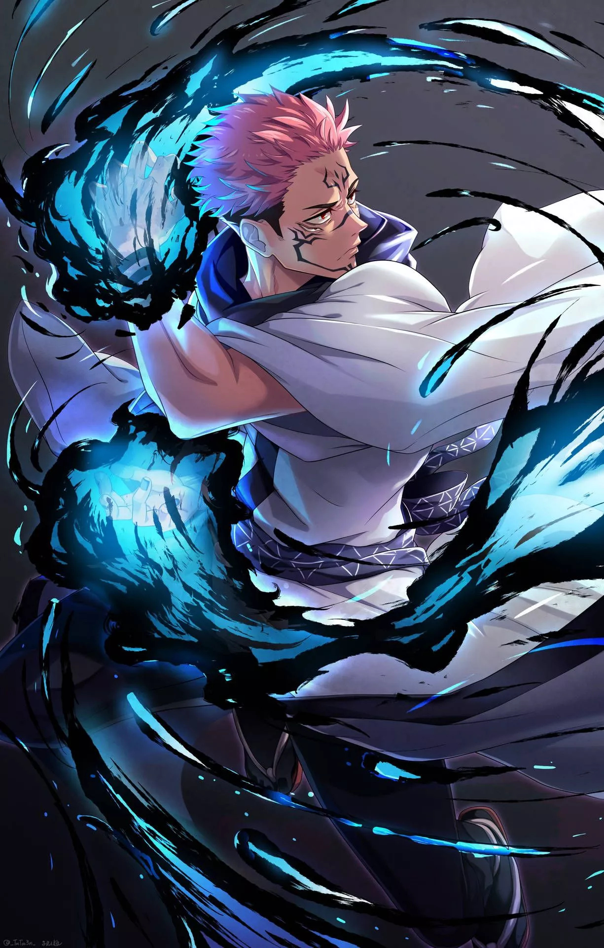 Download Sukuna Flame Technique Wallpaper