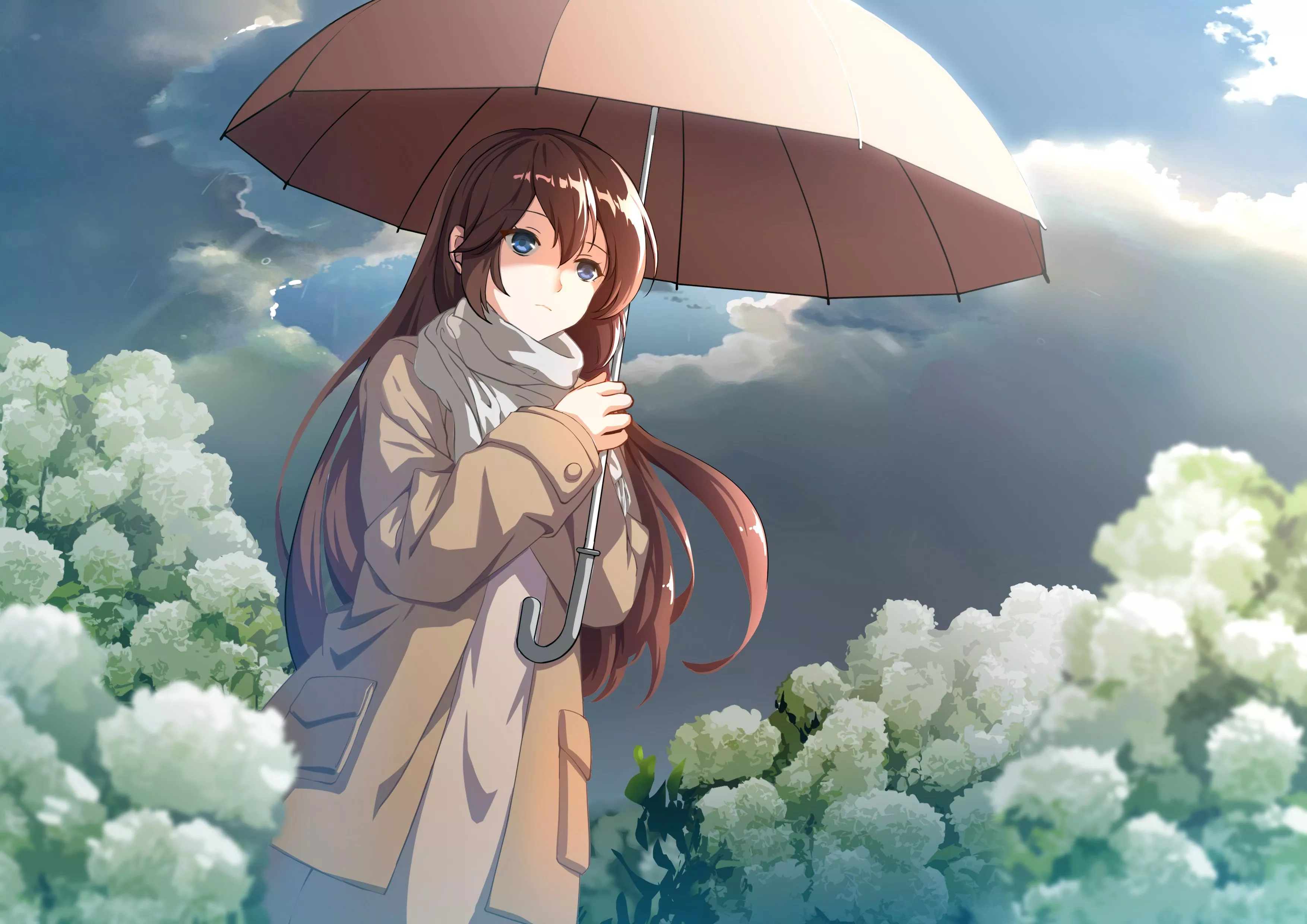 Tranquil Anime Umbrella Girl