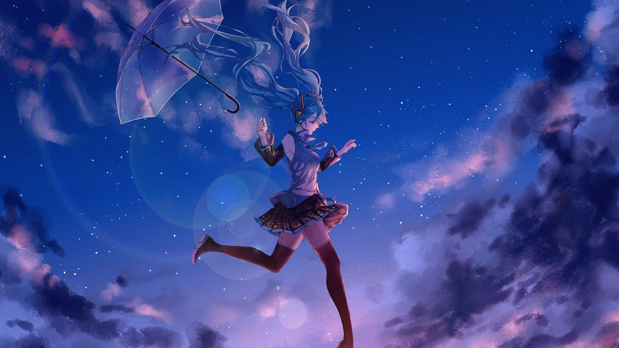 Hatsune Miku Anime Girl Umbrella Blue