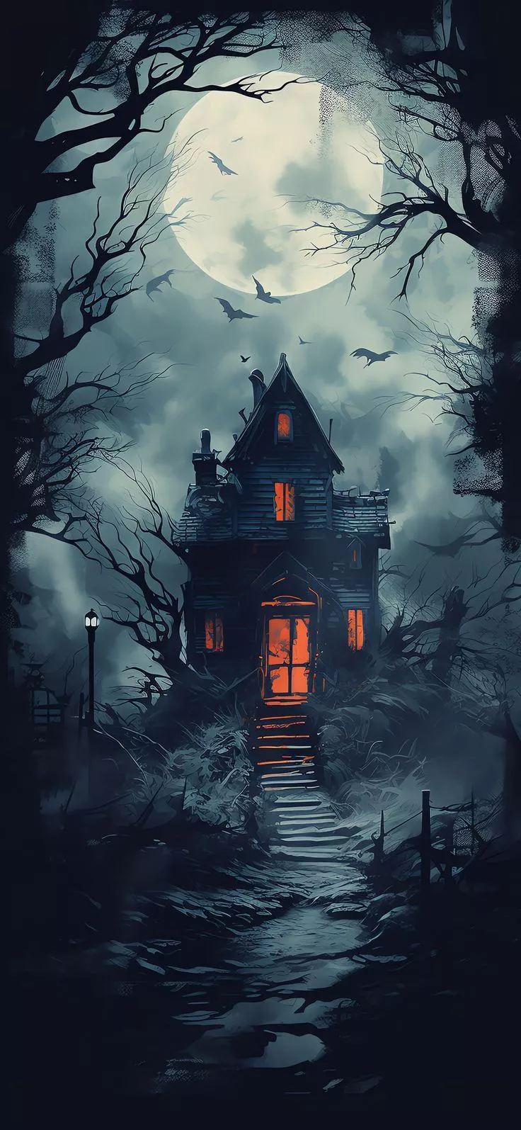 Scary Halloween Castle with lights