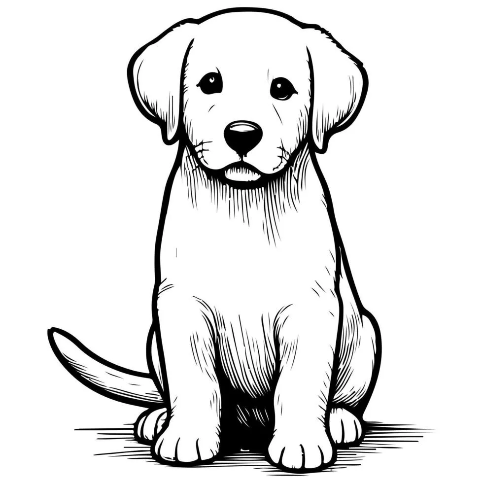 Puppy Drawing Vector Art, Icon