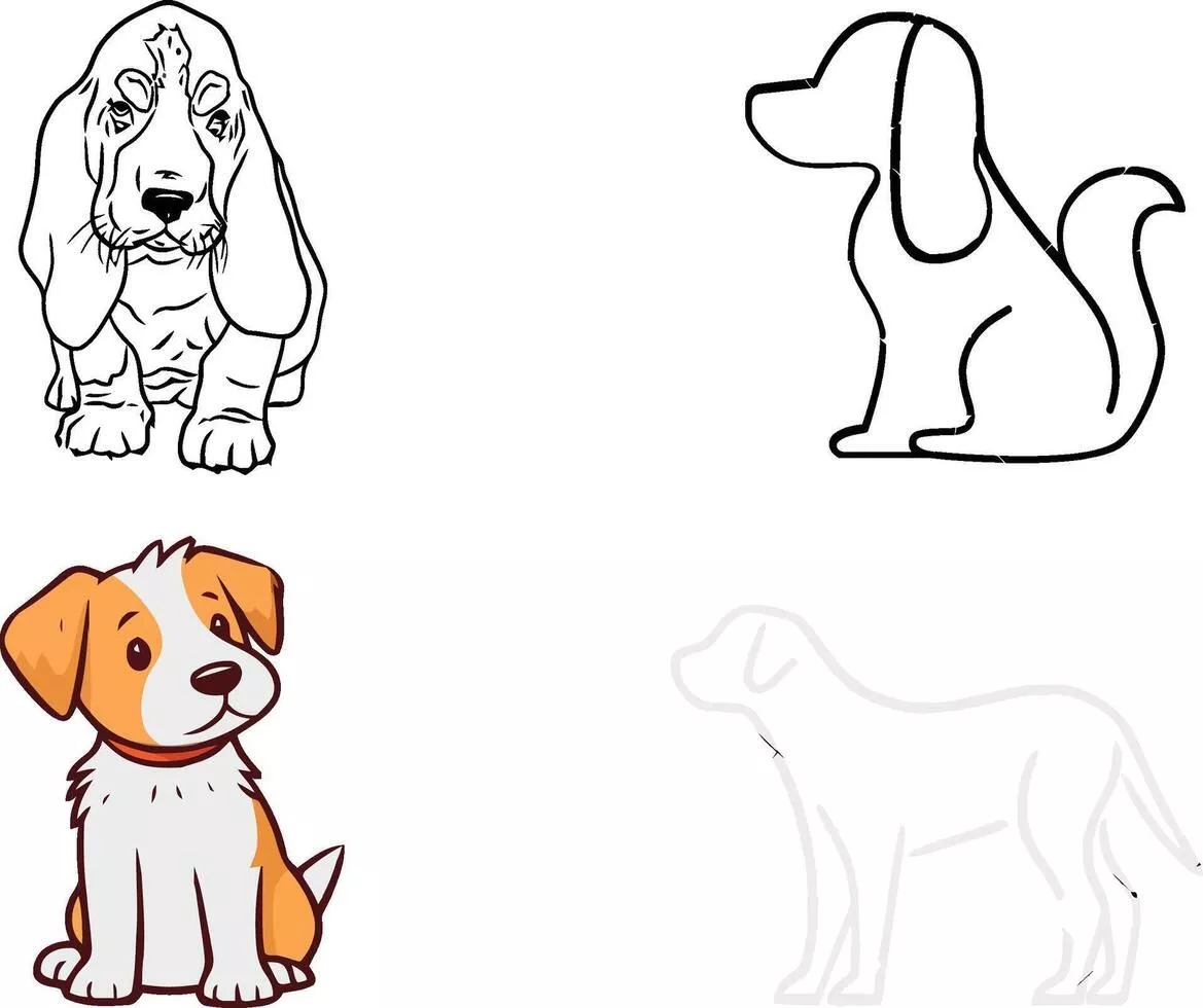 Puppy Drawing Vector Art, Icon
