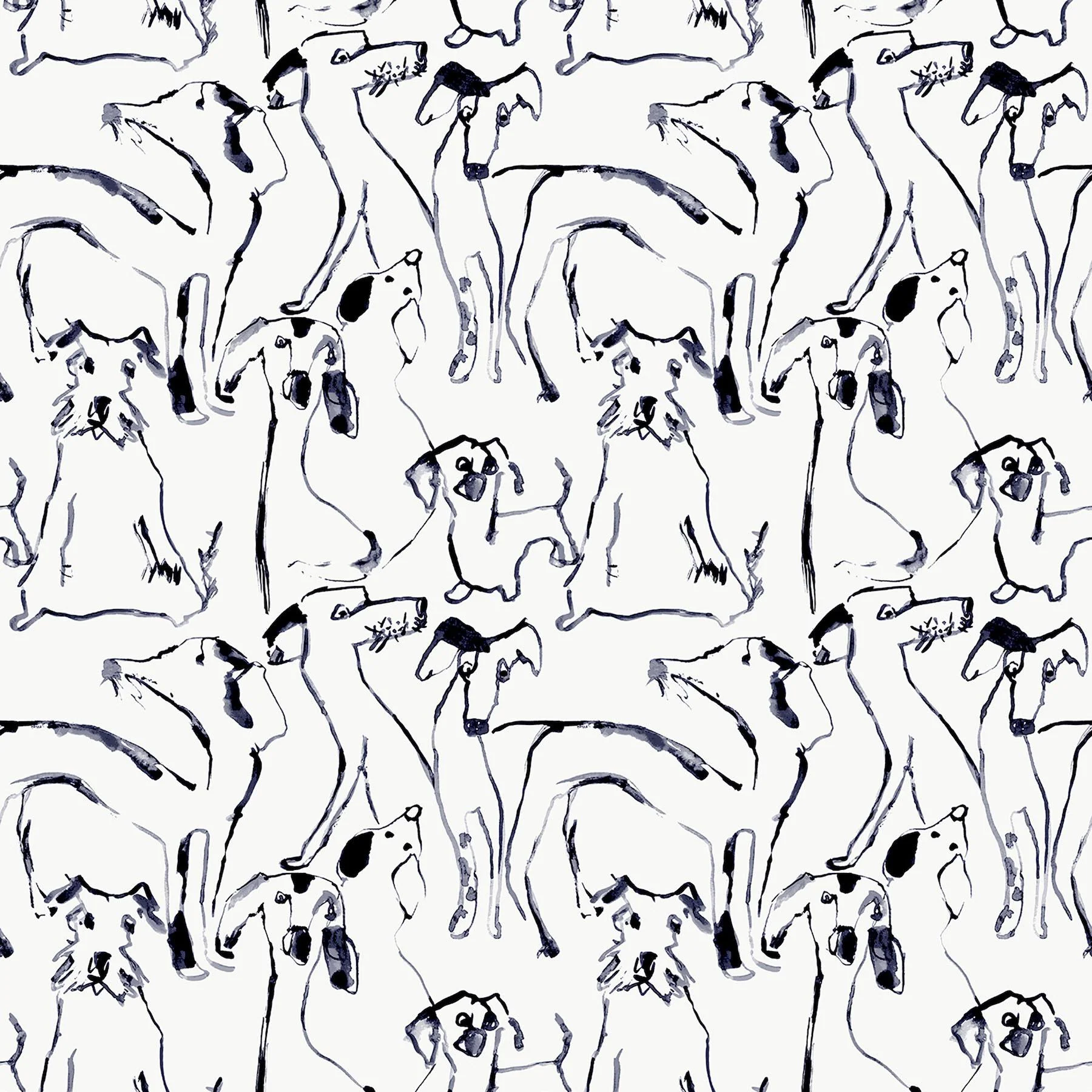 Surface Style Dog Doodle Ink Wallpaper