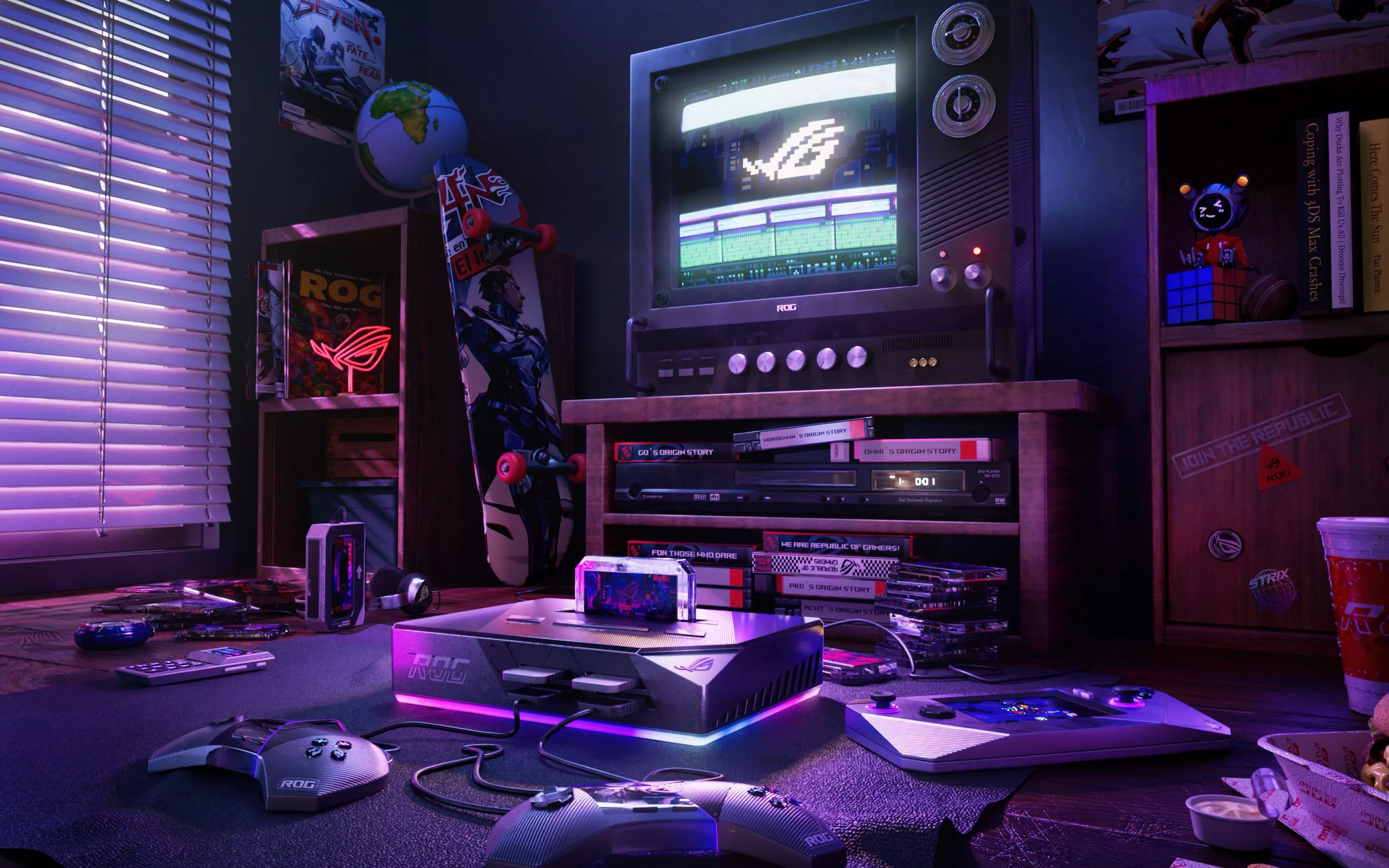 Retro Wallpaper 4K, Gaming room, Gaming