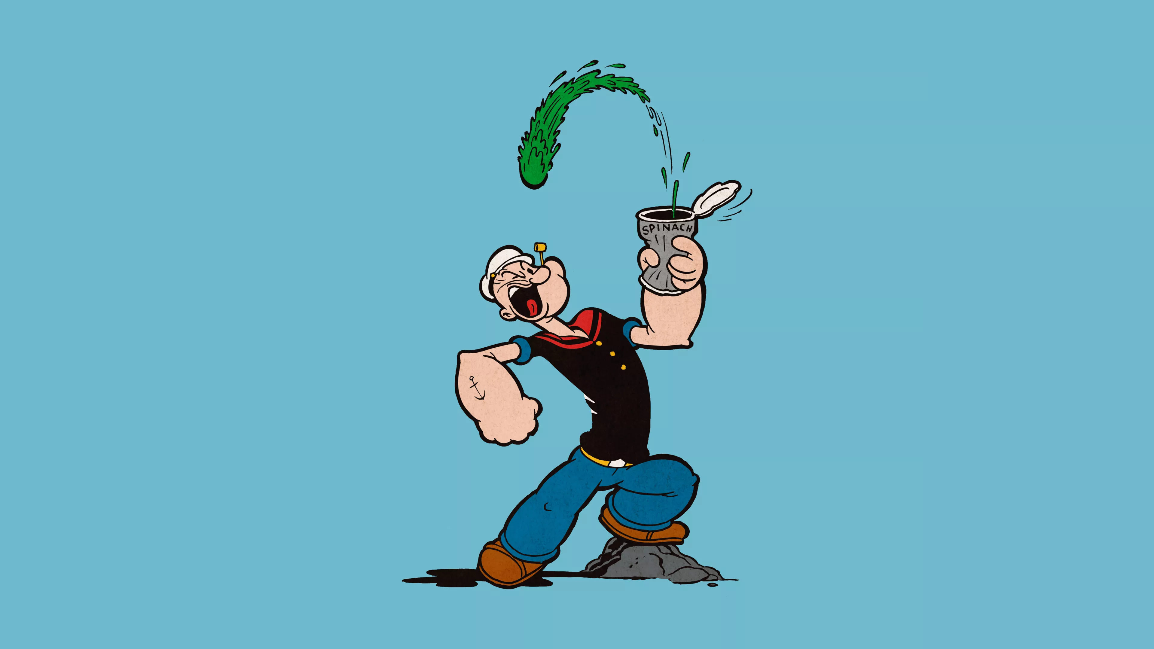 Popeye Wallpaper 4K, Funny, Teal