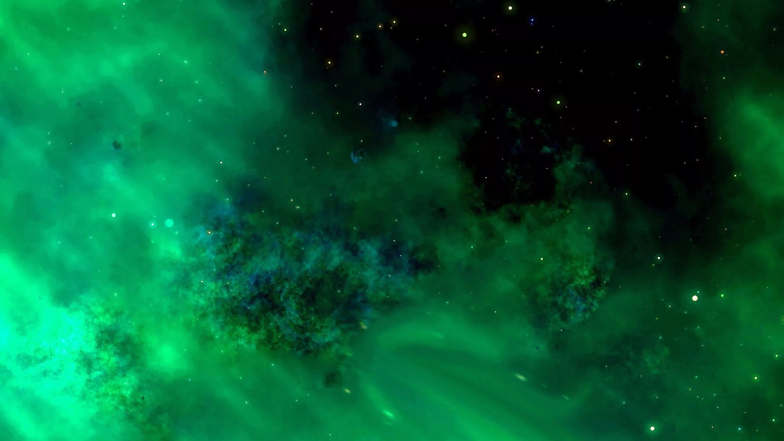 Green Stars Space Galaxy Black Sky