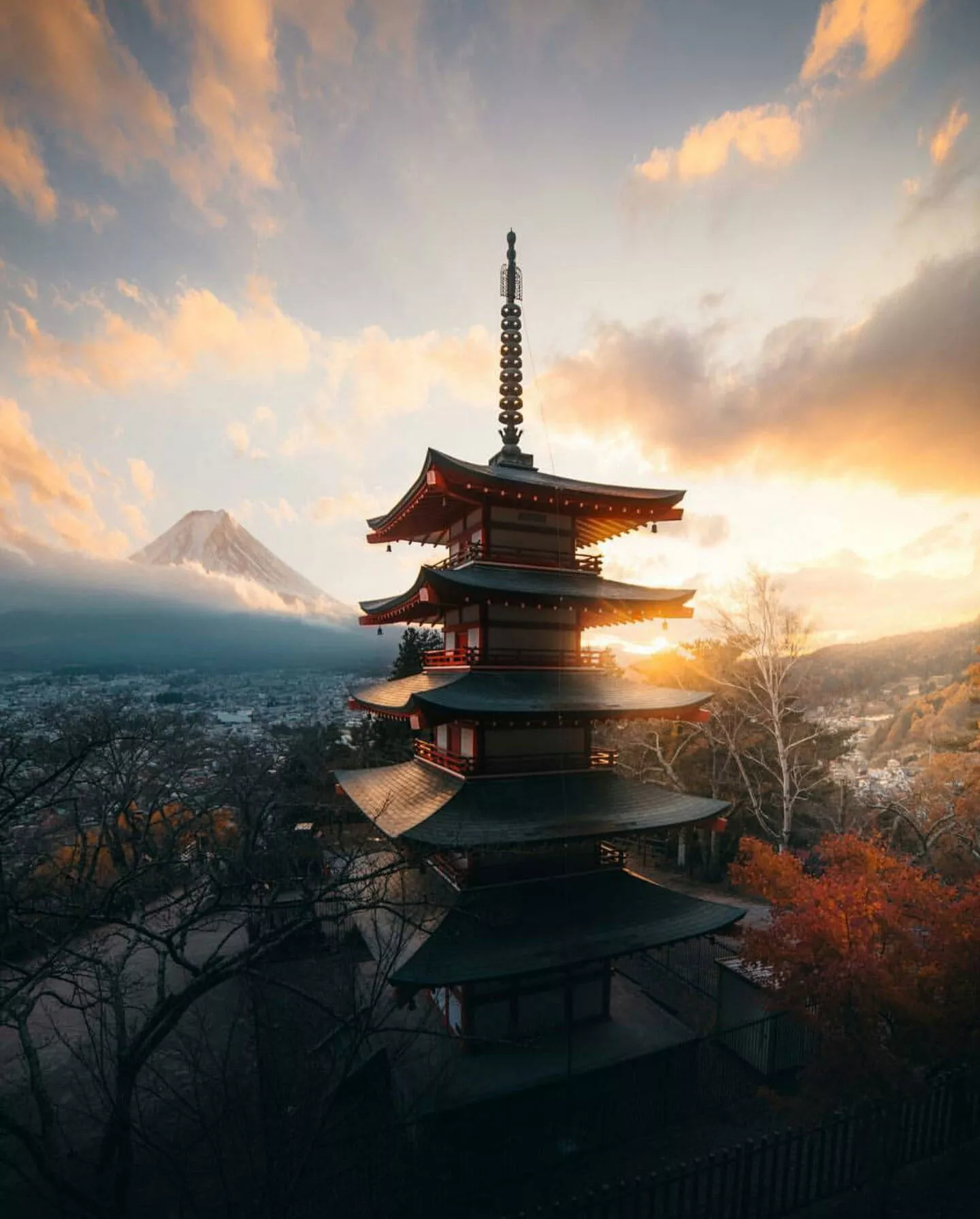 Download Pagoda Sunrise Scenery