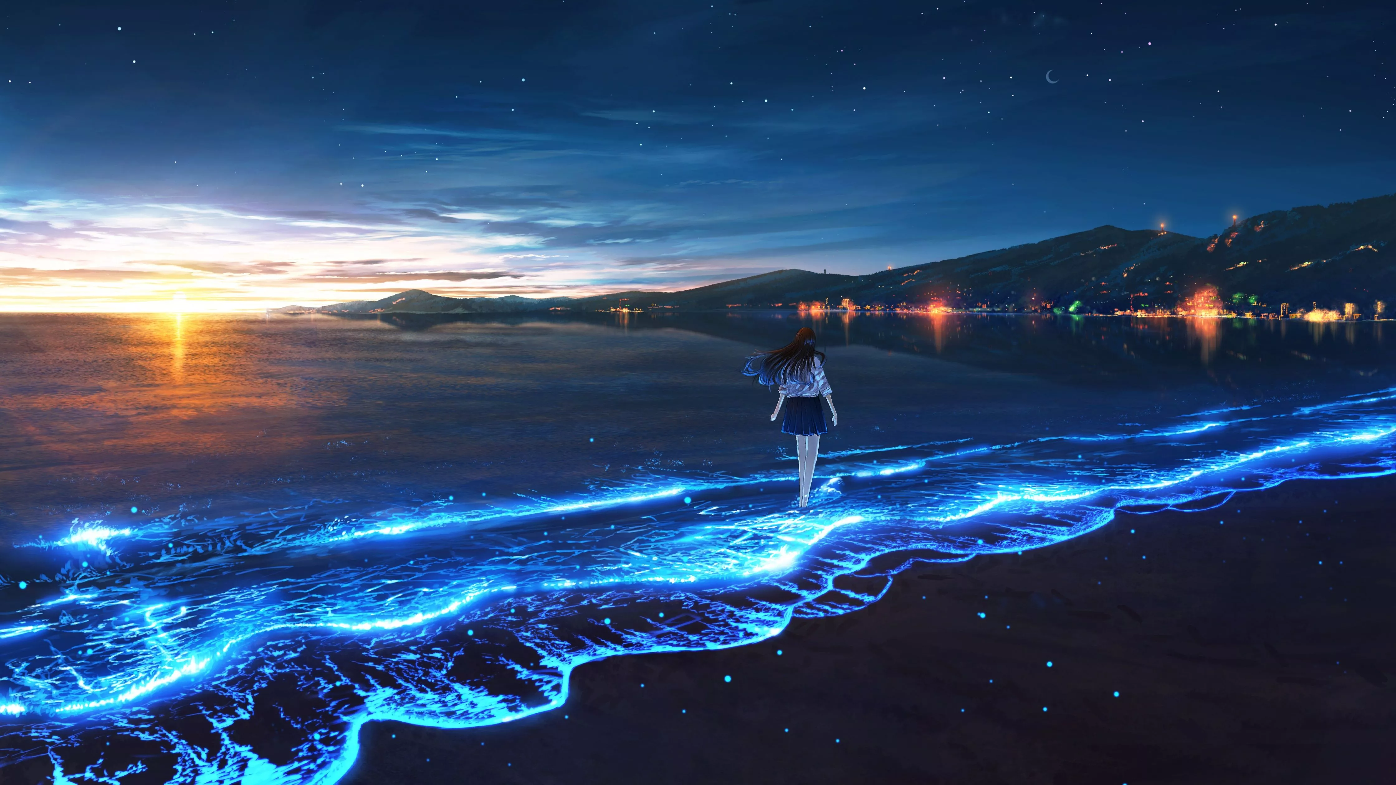 Bioluminescence Wallpaper 4K, Anime