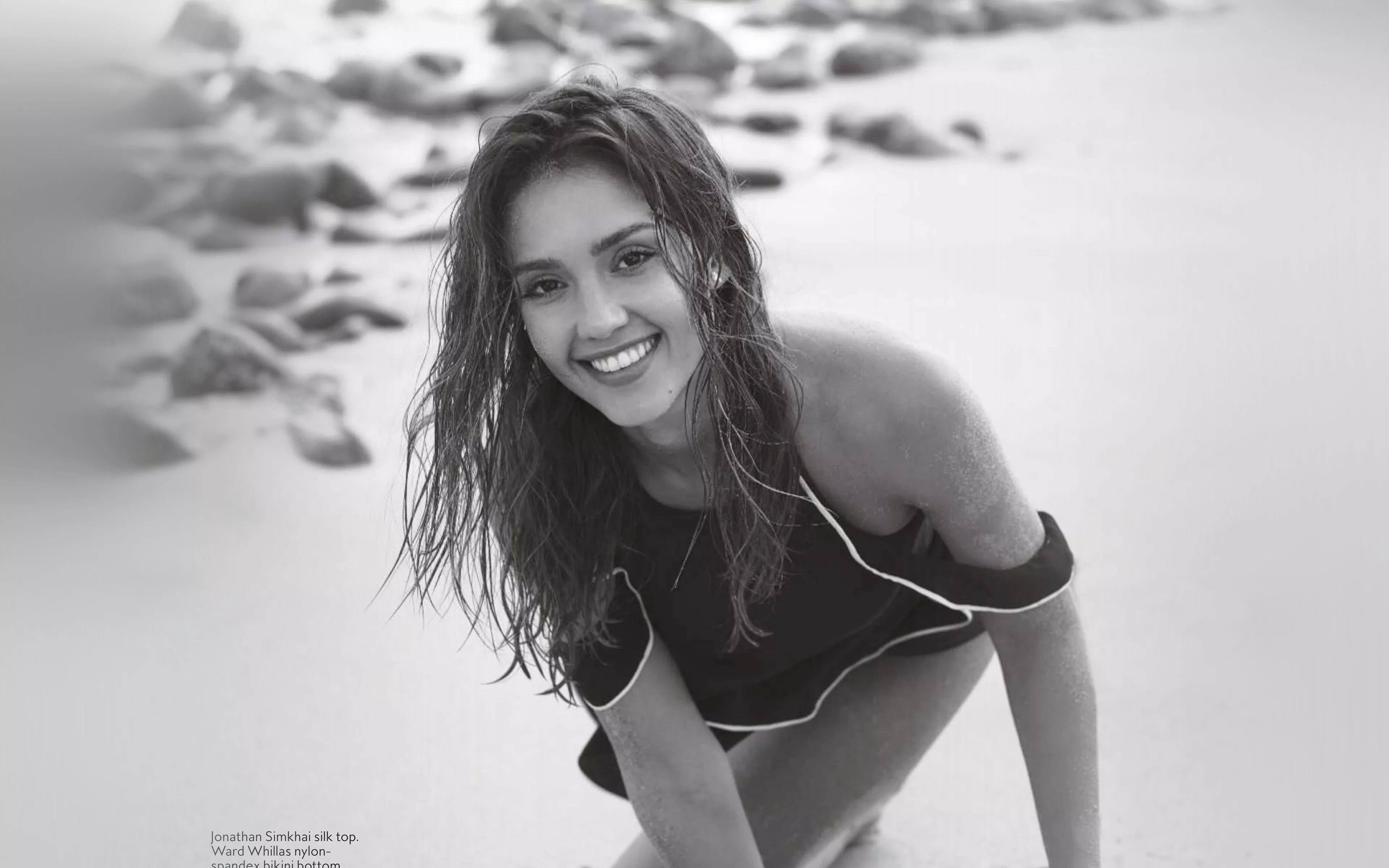 Jessica Alba Beach Bw Dark Model