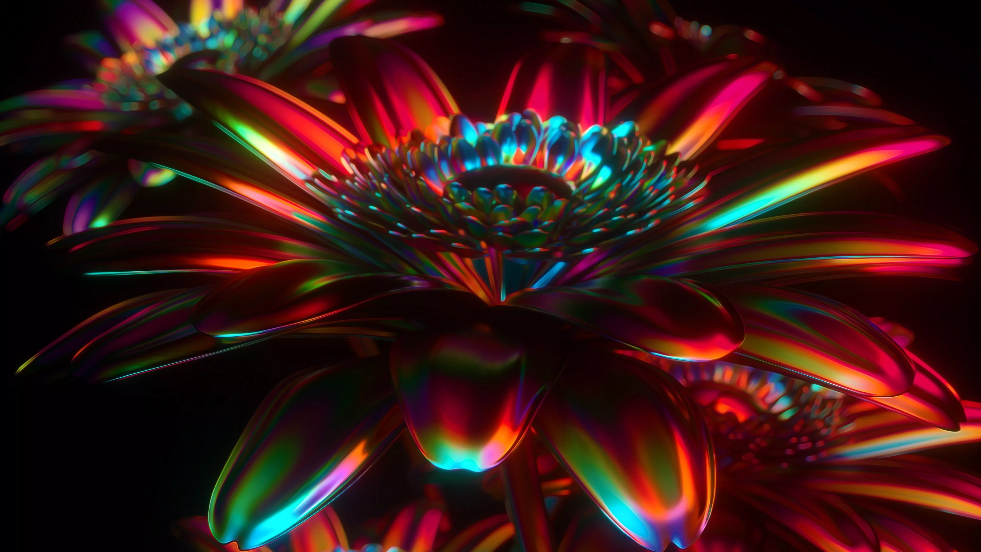 Digital flower Wallpaper 4K, 3D model