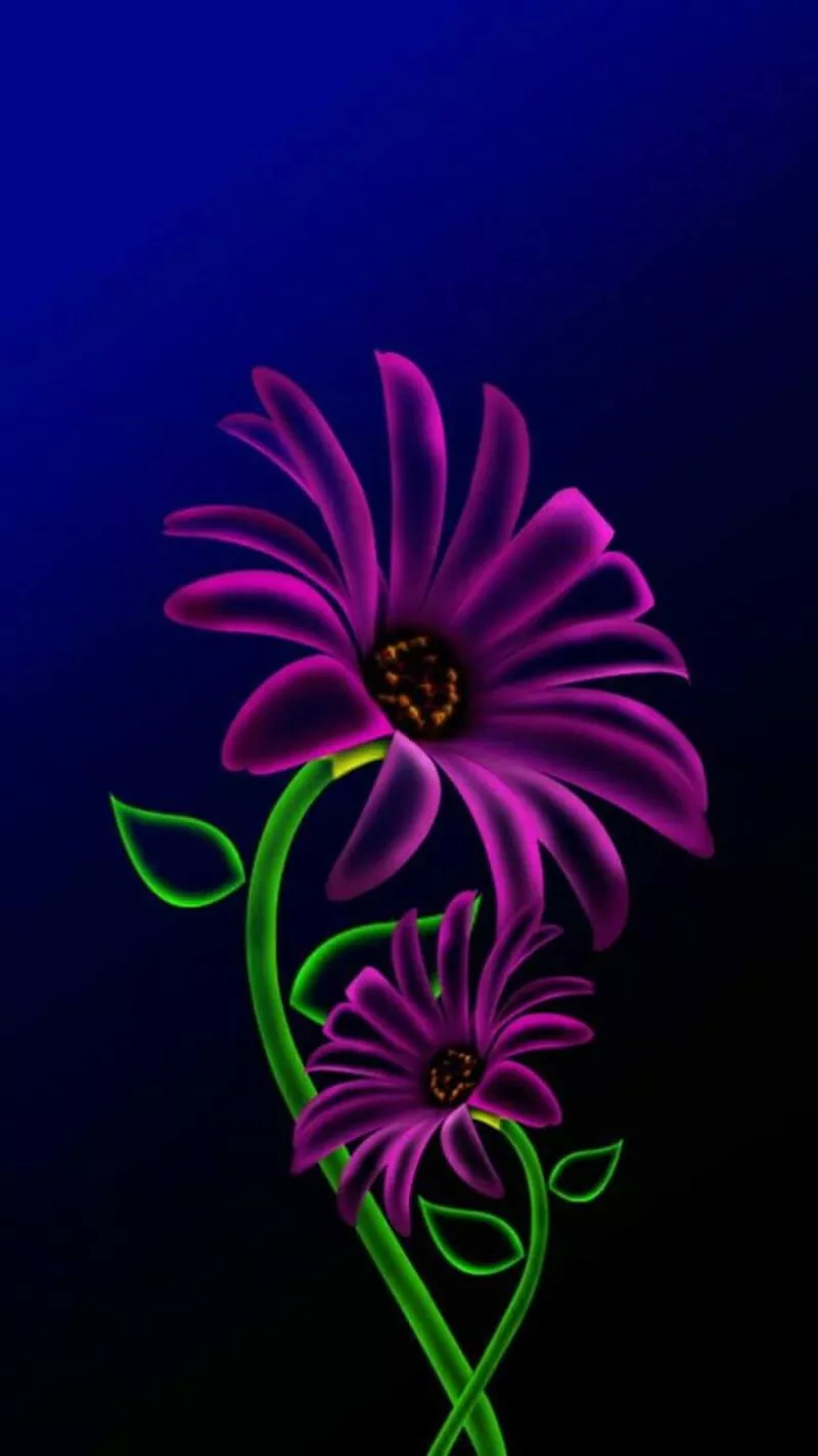 Purple neon flower, green, HD phone wallpaper