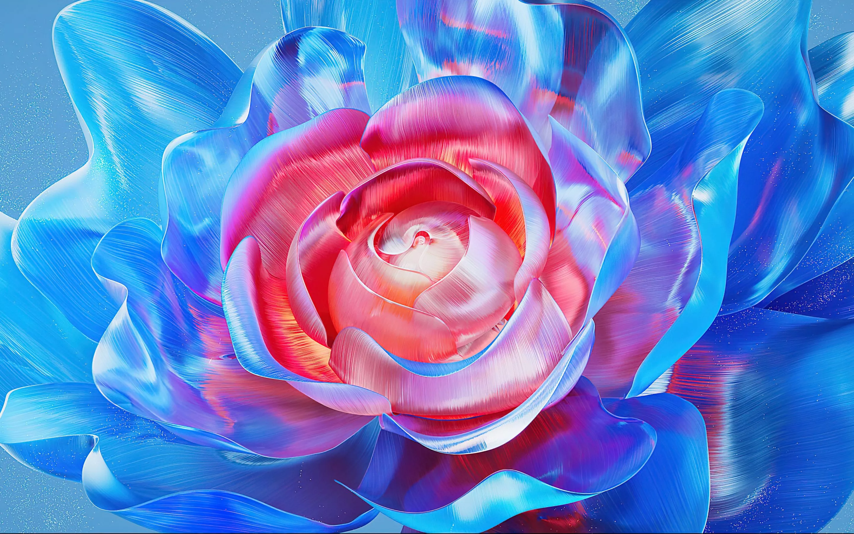 Digital flower Wallpaper 4K, Blue aesthetic, Luminescence, 5K