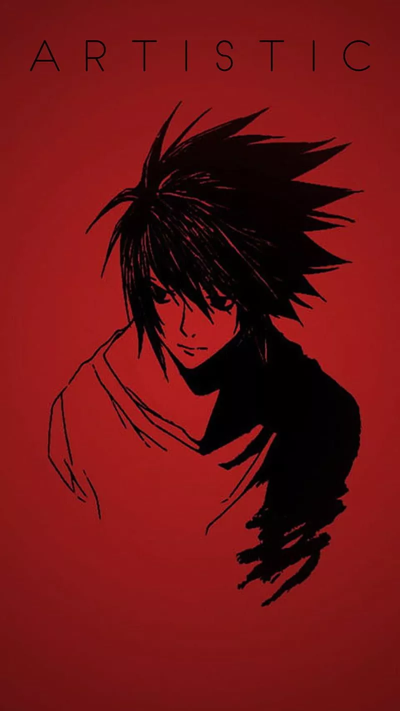 Artistic Anime, anime, black, drawing latest, minimal, new, red, wall, HD phone wallpaper