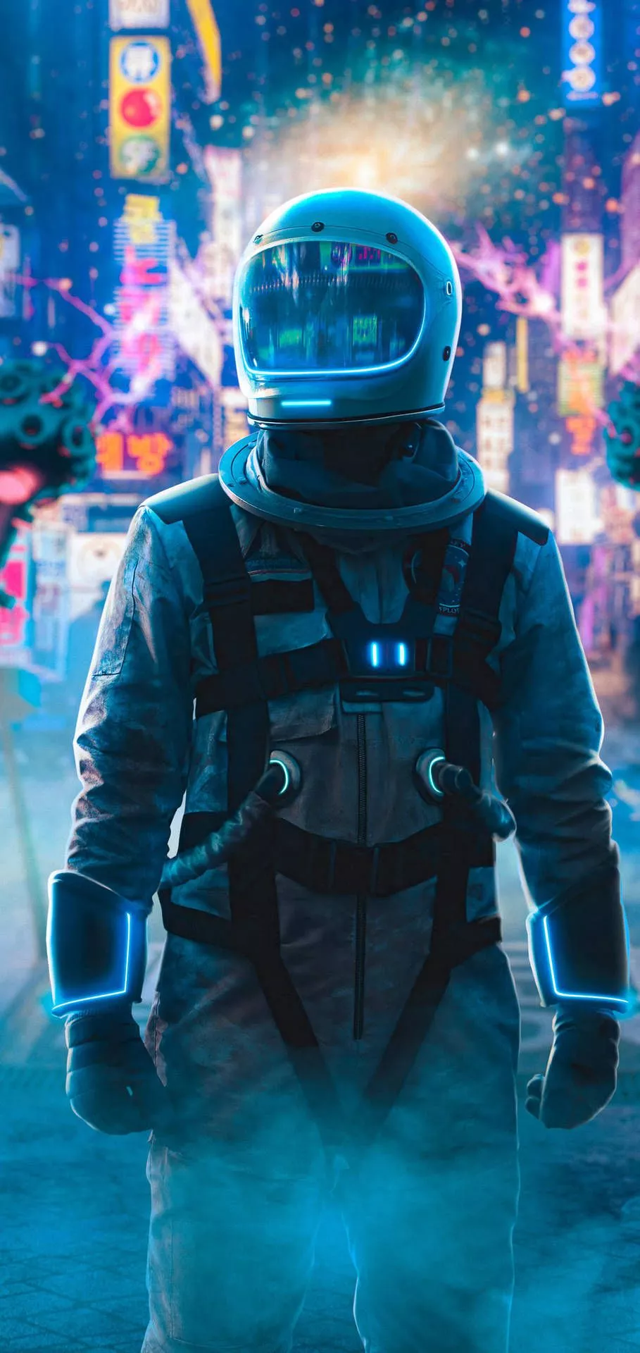 Glowing Astronaut iPhone 11 Wallpaper