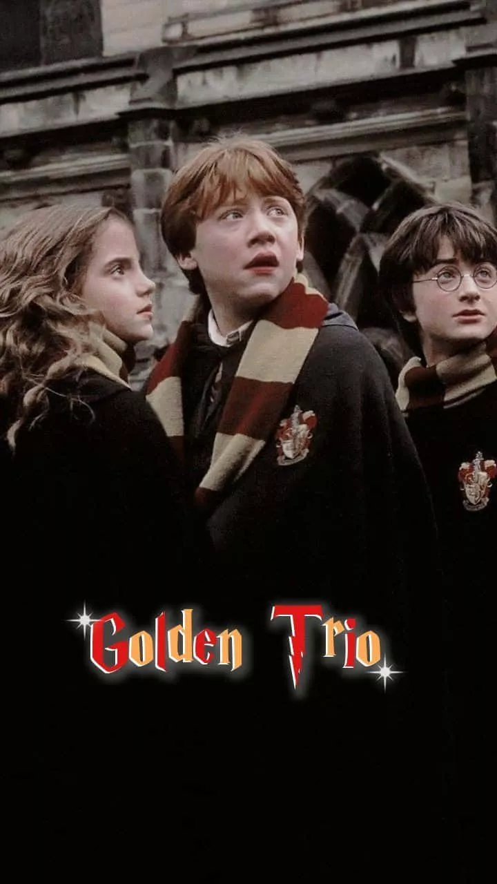 Download Harry Potter and the Golden Trio: Harry Potter, Ron Weasley, and Hermione Granger Wallpaper