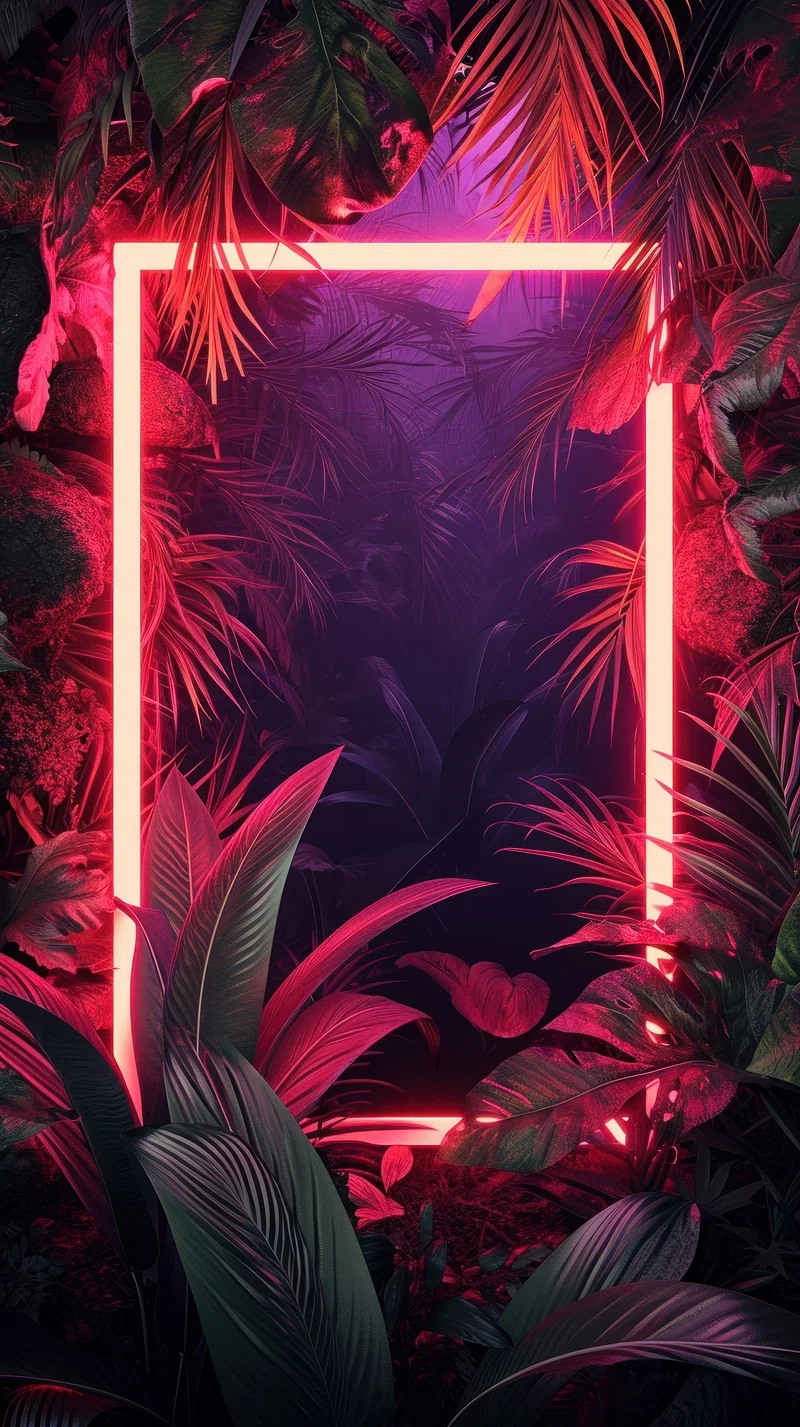 Tropical Neon Lights Red Frame Phone