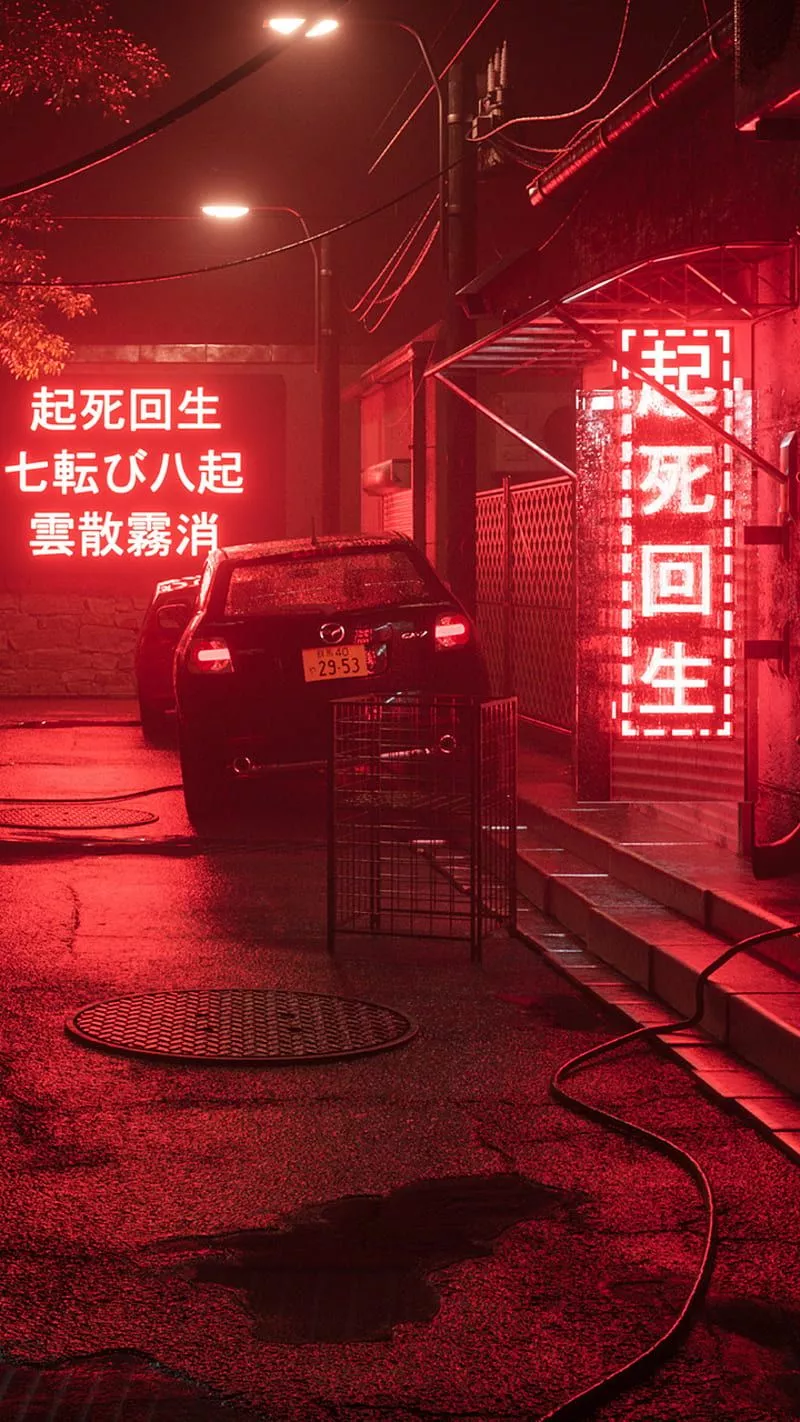carros, cyberpunk, downtown, japan