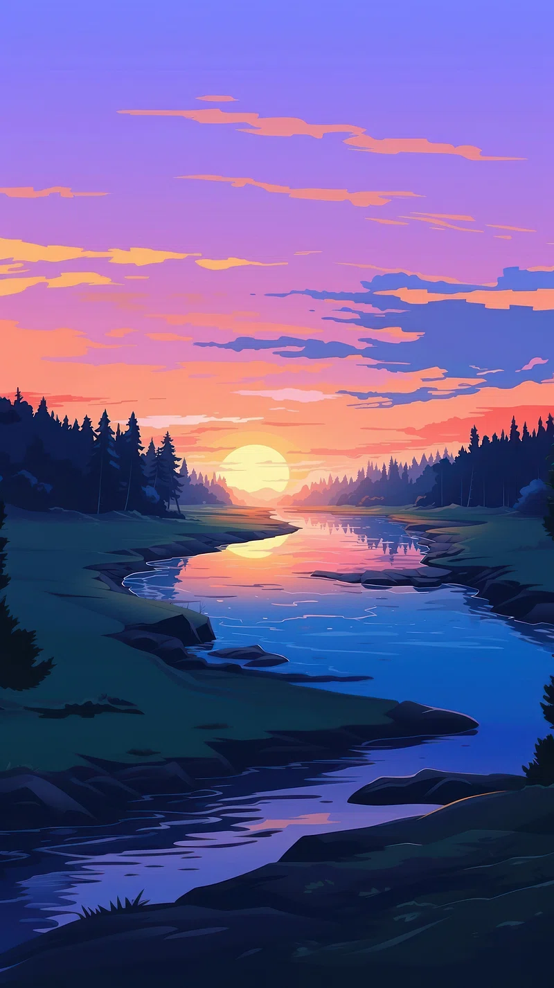 Minimalist River iPhone Wallpaper