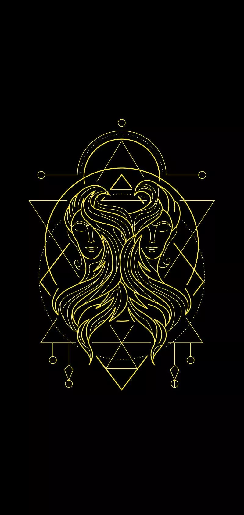 Gemini golden symbol, brown metal