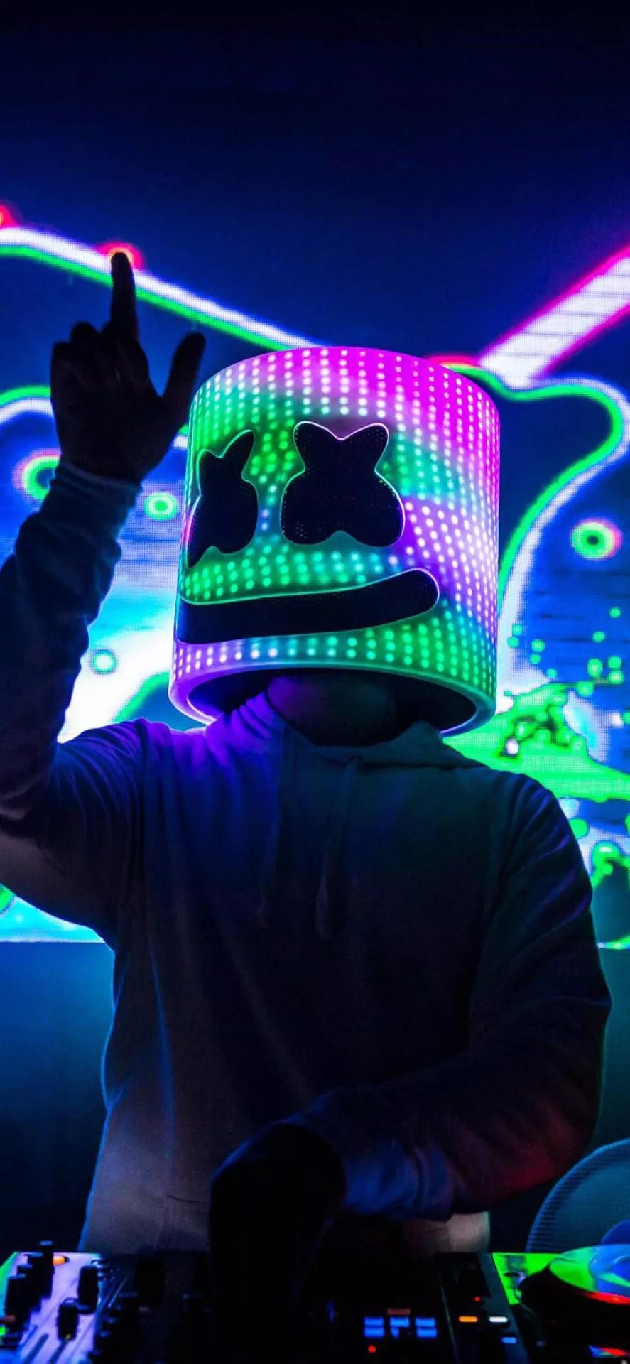 Neon Glow Marshmello iPhone Wallpaper