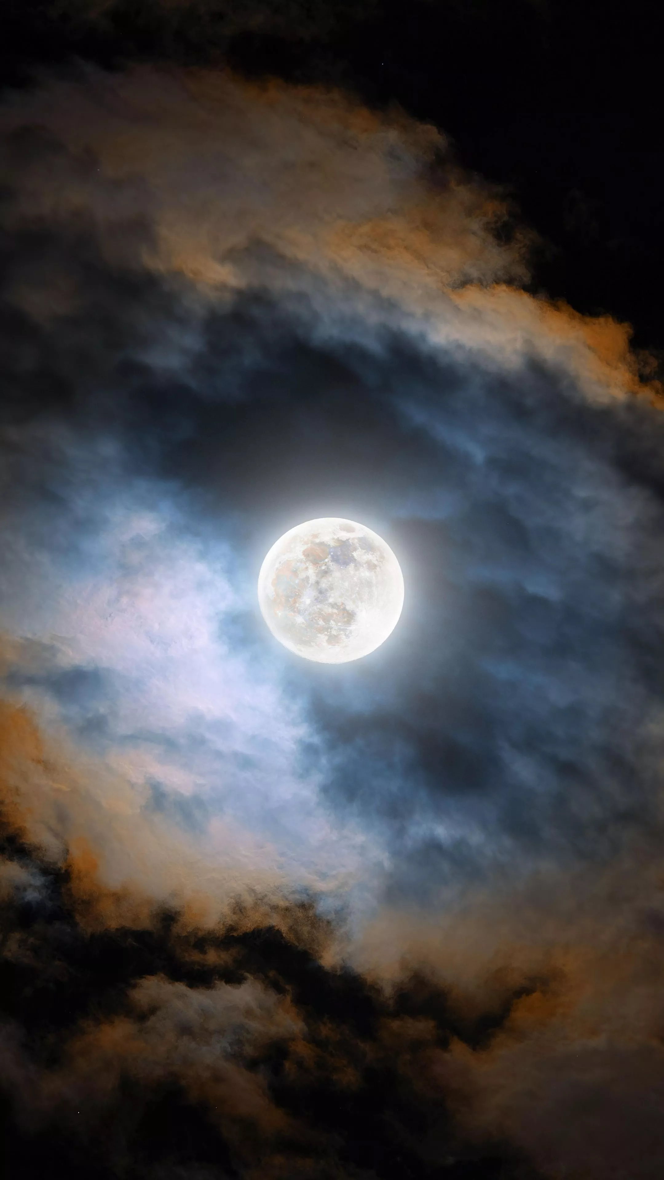 Cold Moon Wallpaper 4K, Night, Clouds