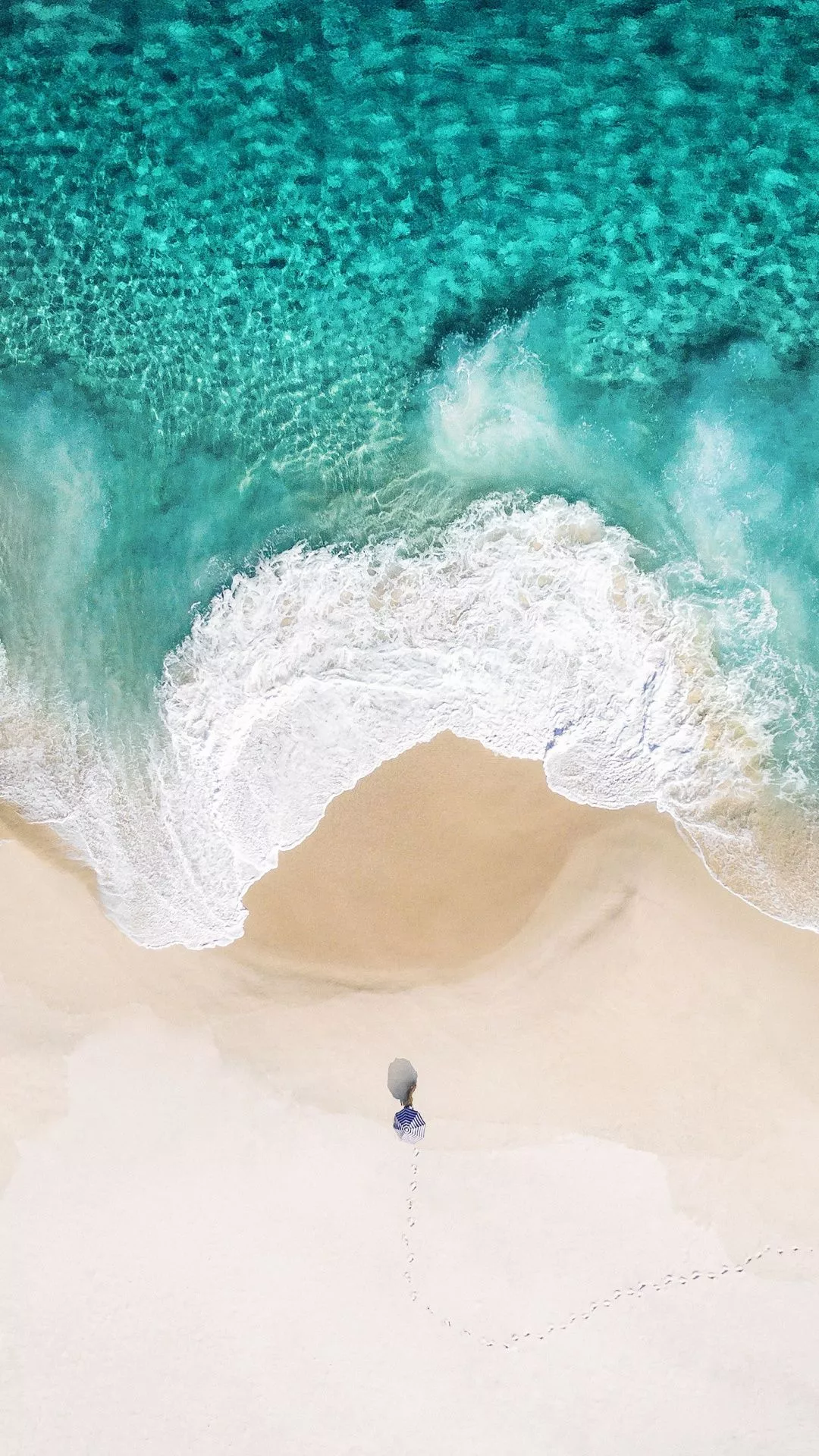 Beach Wallpaper 4K, iOS 10, Aerial view