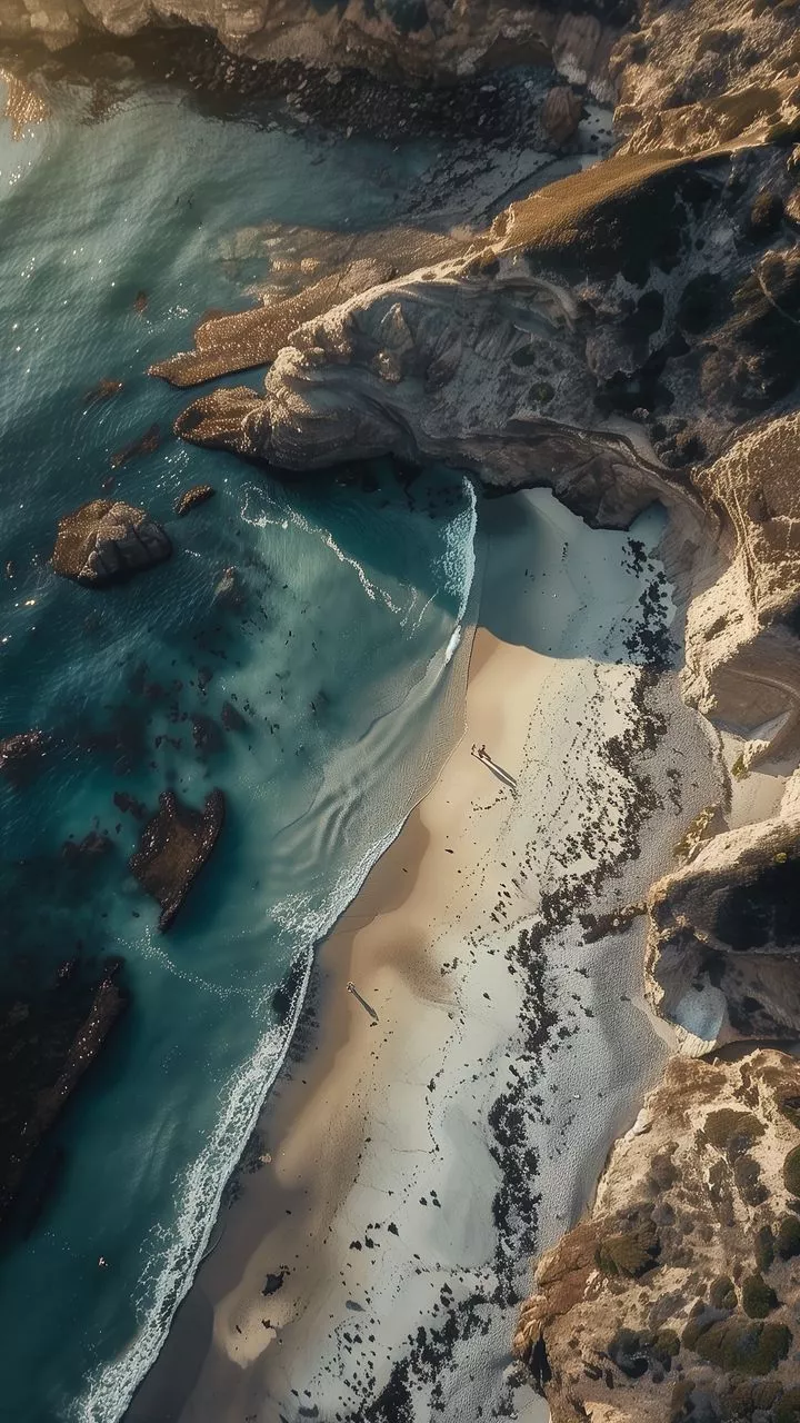 4K wallpaper beach, sea, mountains