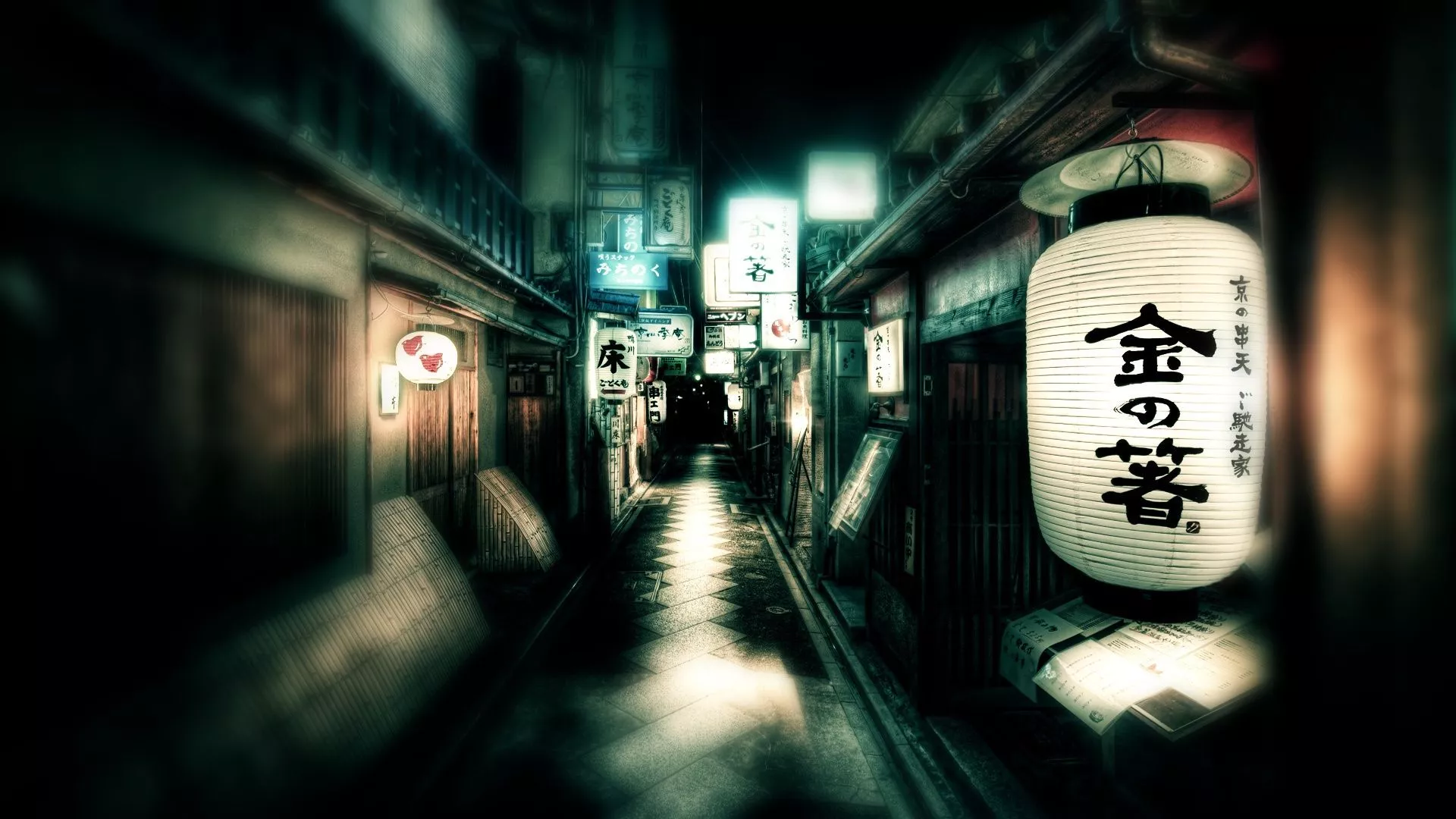 Wallpaper Japan street lights 1920x1080