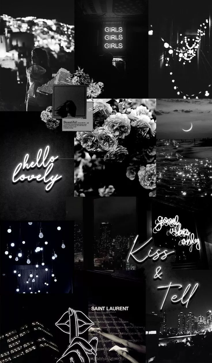 Neon Black Valentine Collage Background