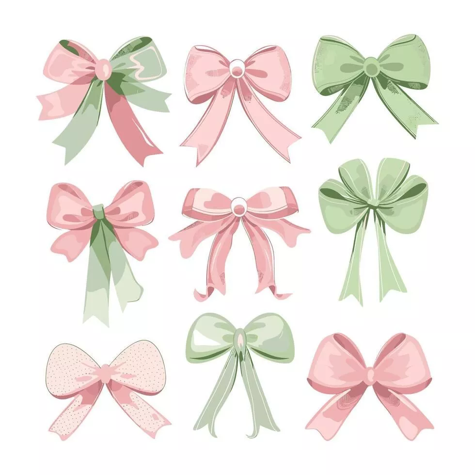 Pink Bow Vector Art, Icon