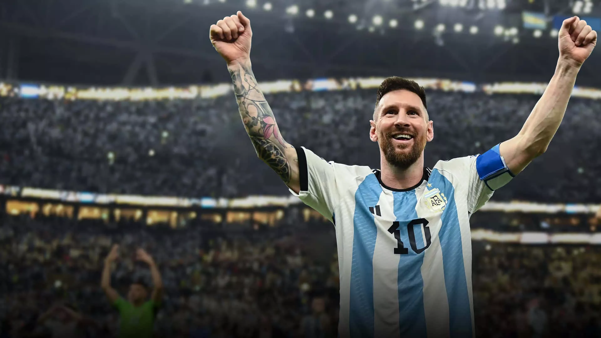 Download Messi Victory Celebration4 K World Cup Wallpaper