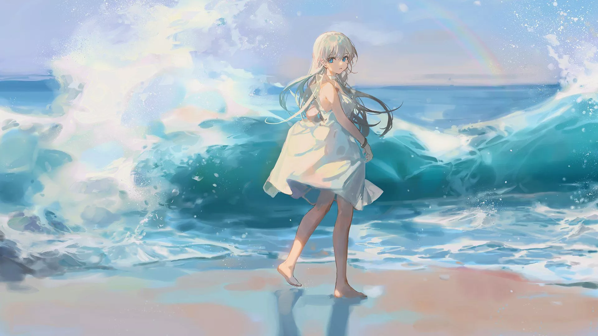 Seaside Serenity: Anime Girl HD