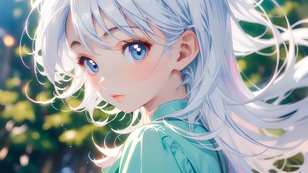 Cute Anime Girl In Forest Desktop