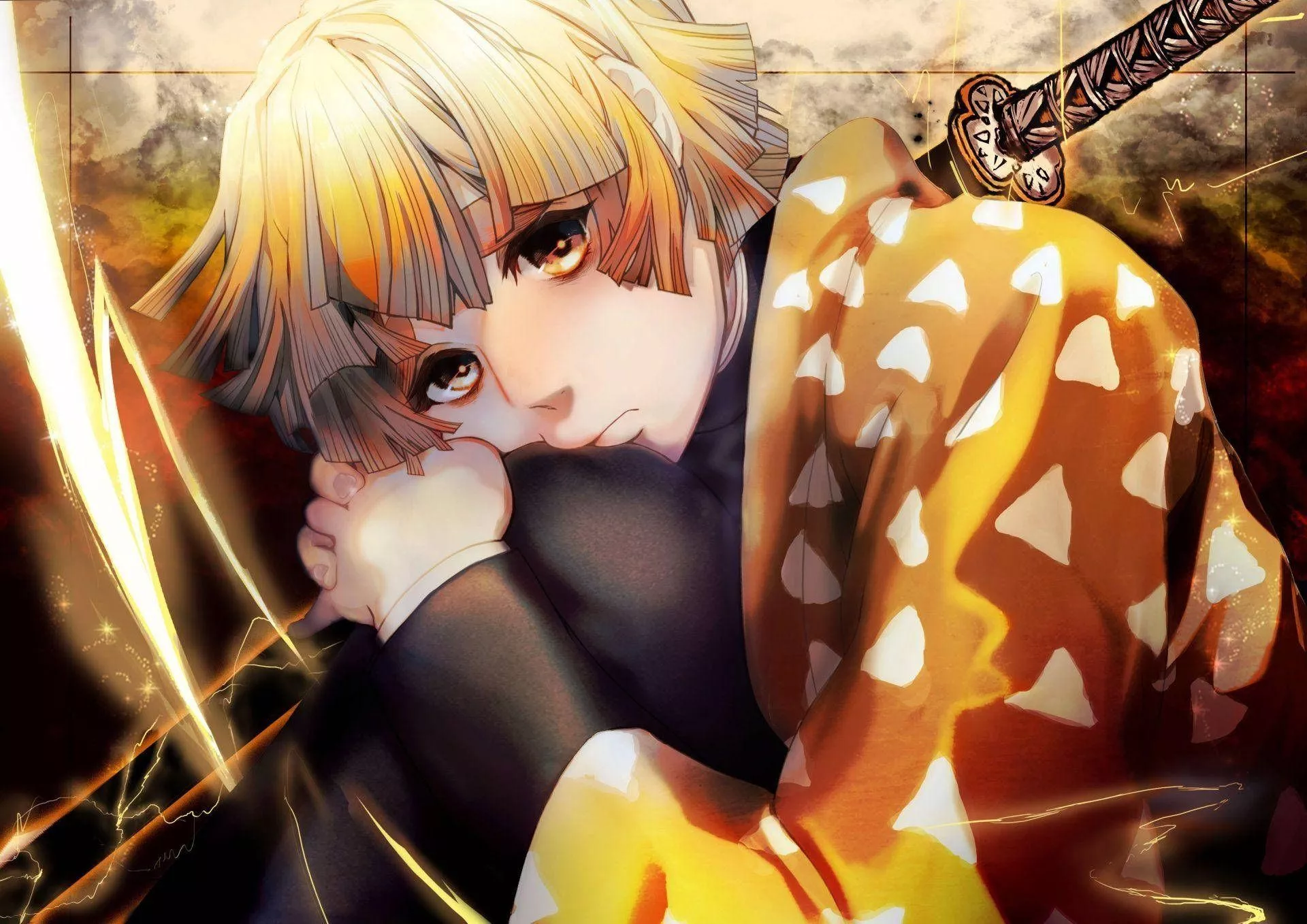 Demon Slayer Zenitsu Agatsuma Sitting