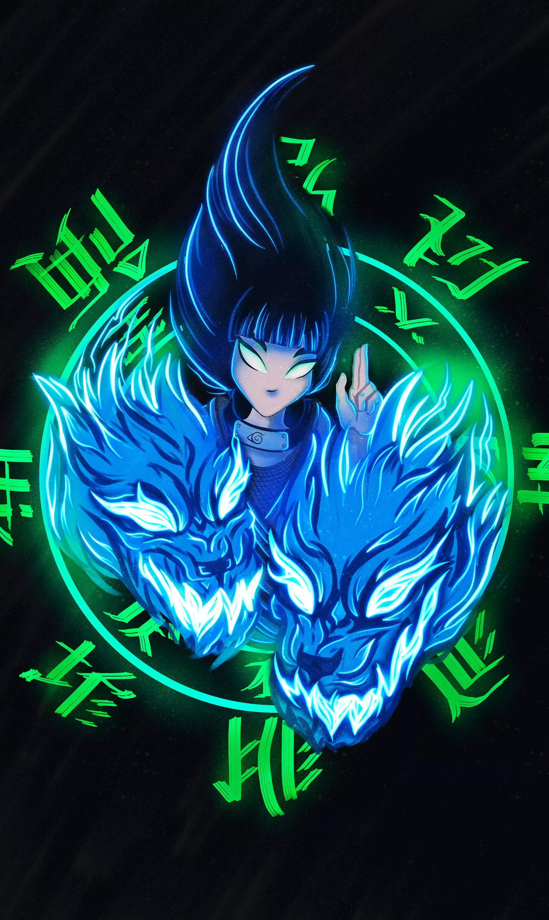 Hinata Hyuga fan art, mobile wallpaper