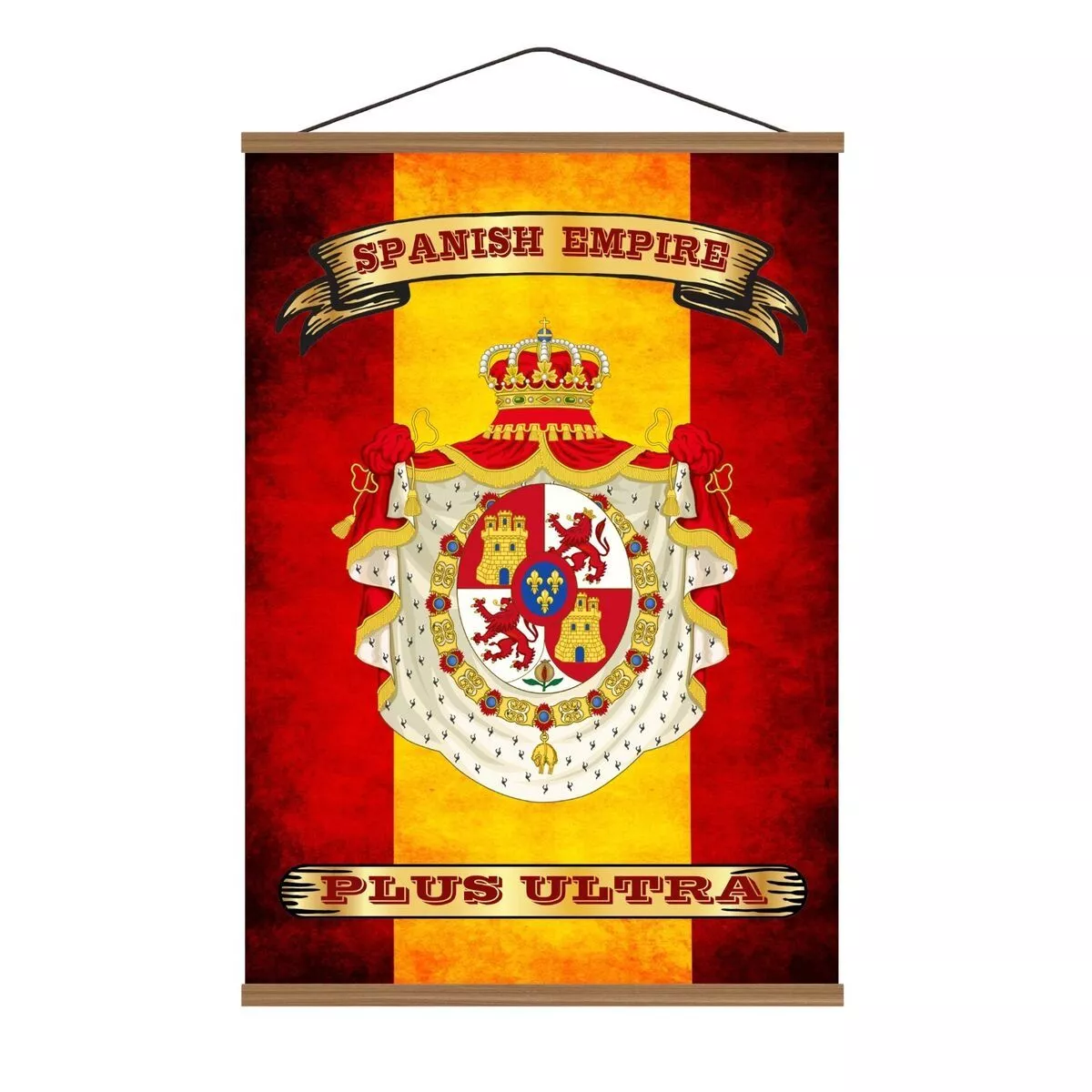 Spain Spanish Empire Flag With Coat Of