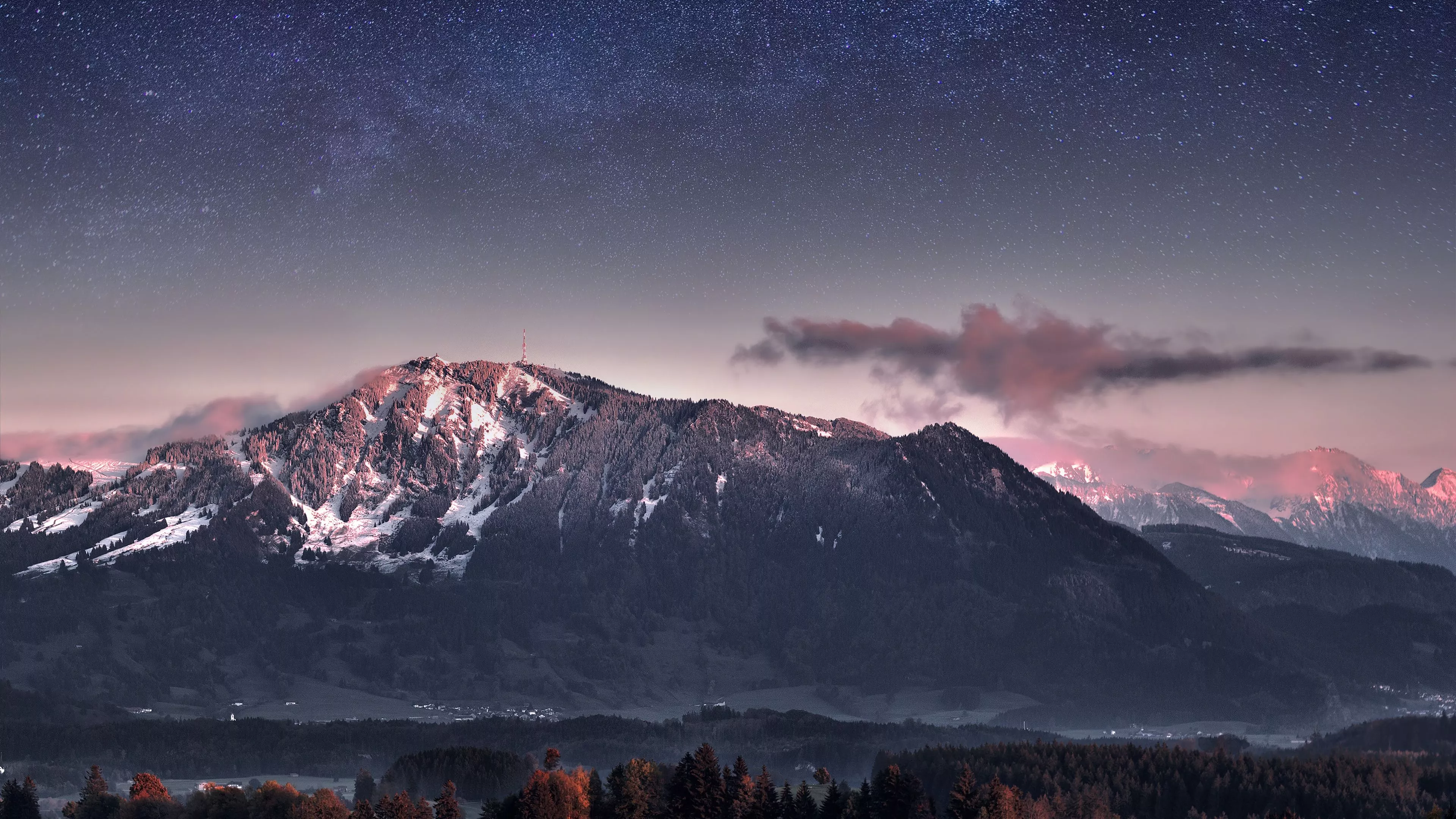 Mountains Wallpaper 4K, Bavaria, Night