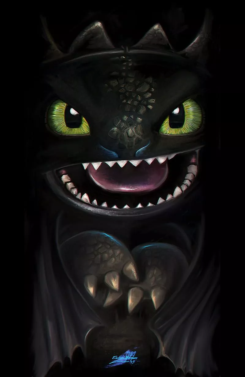 Night Fury, amoled, anime, ateyo, black, disney, eyes, nnaruto, toothless, HD phone wallpaper