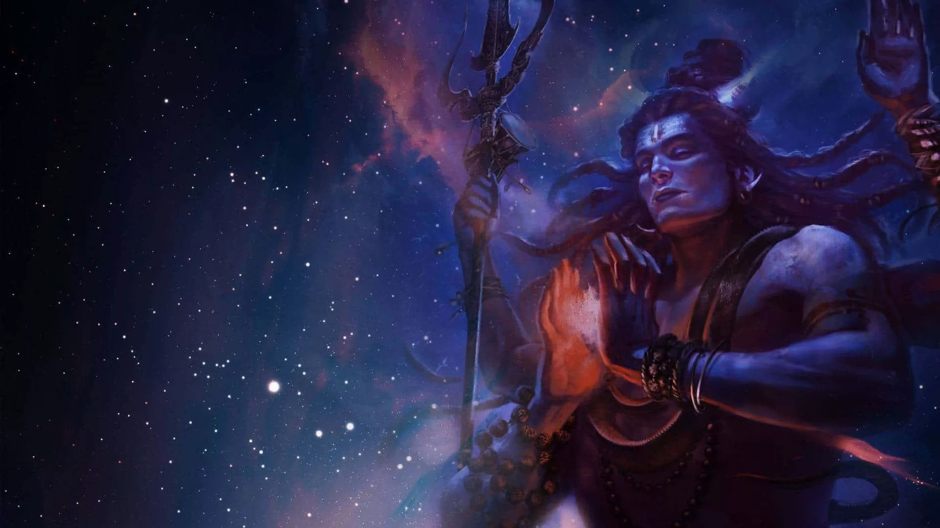 Fierce Lord Shiva Cosmic Backdrop