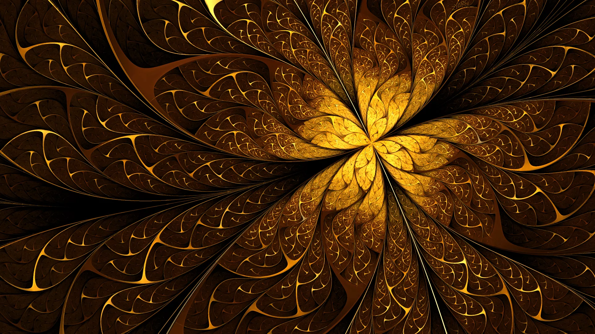 Golden Abstract Fractal HD Wallpaper
