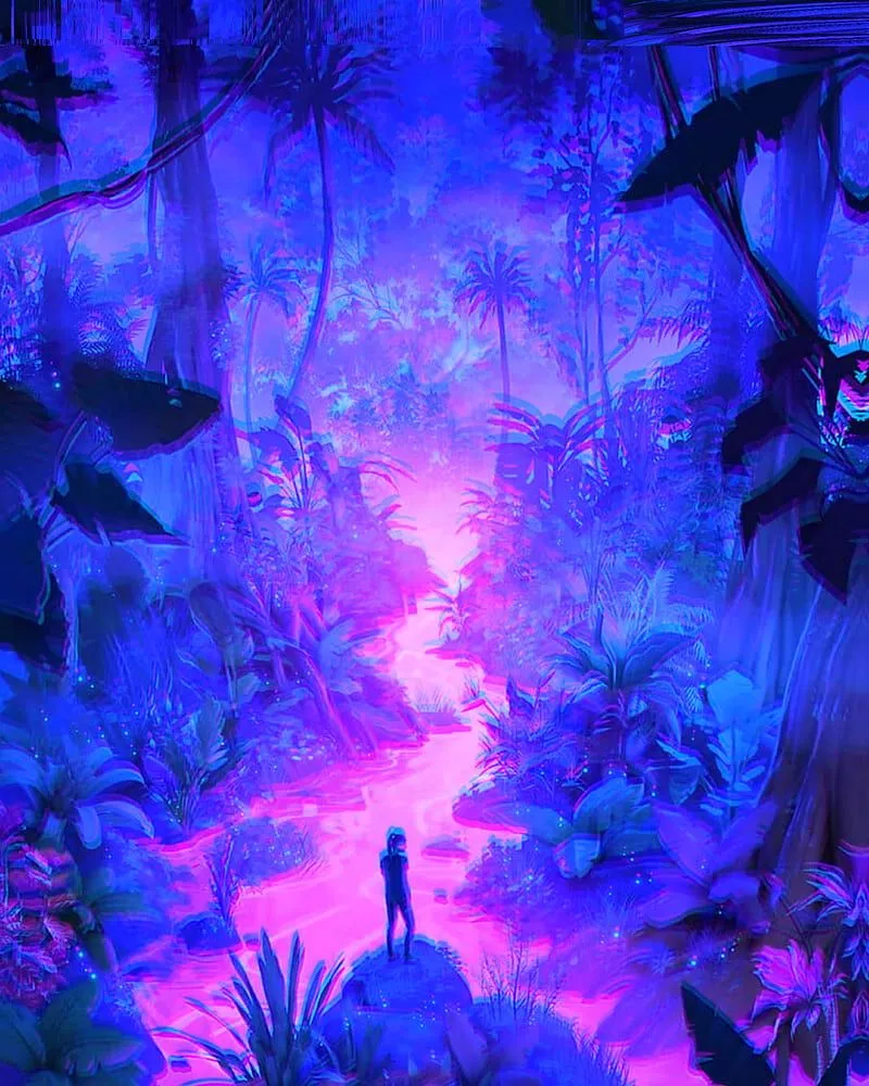 HD Dark Blue Forest Wallpaper