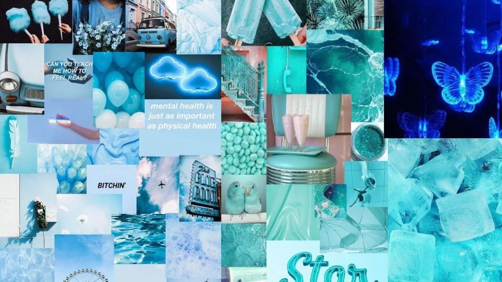 Aesthetic Blue Collage Wallpaper