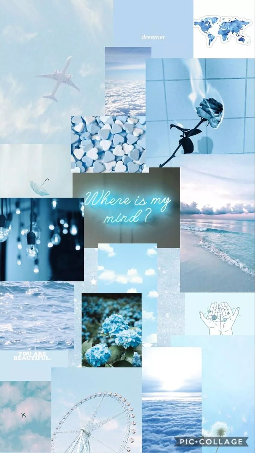 blue collage phone HD phone wallpaper