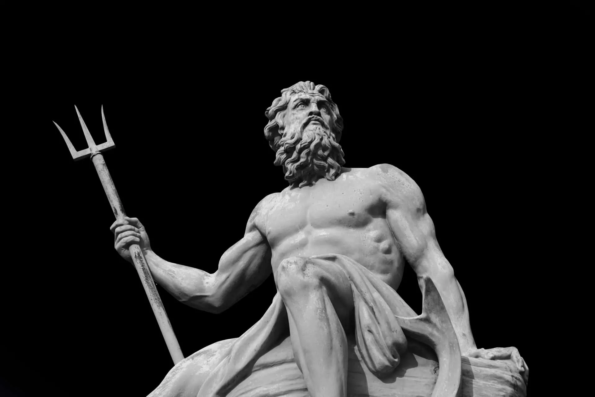 Download Poseidon Statue Blackand White