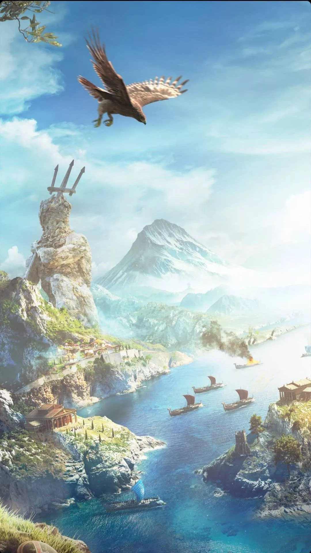 Hawk Over Poseidon's Statue Odyssey