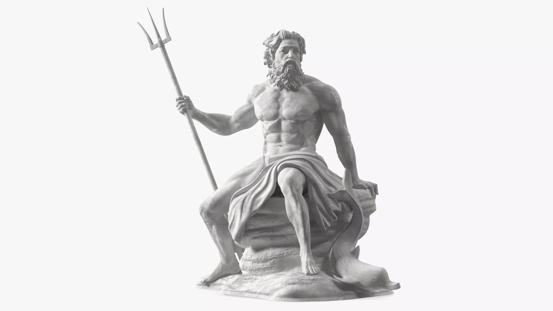 Antique Poseidon Marble Statue 3D Model