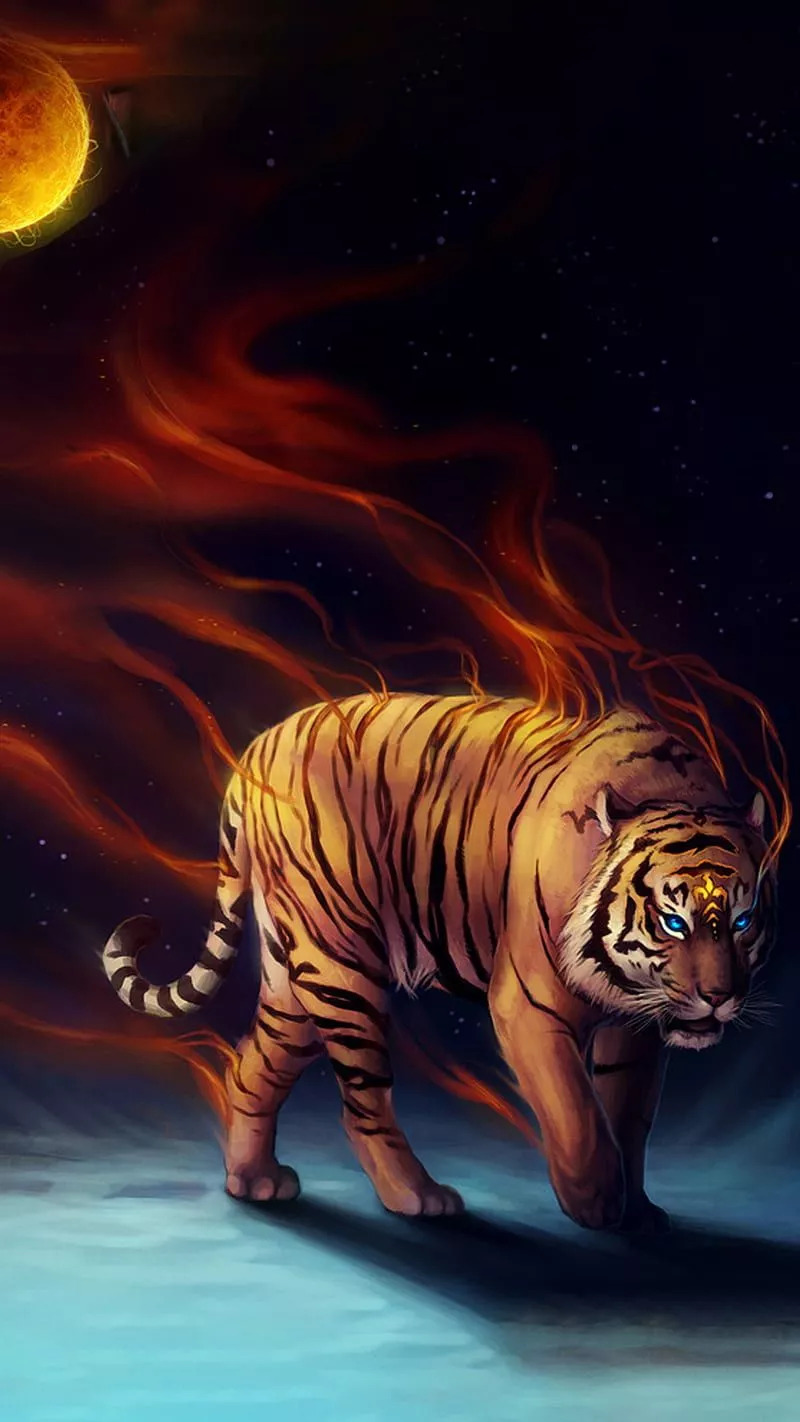 HD tiger flame wallpaper