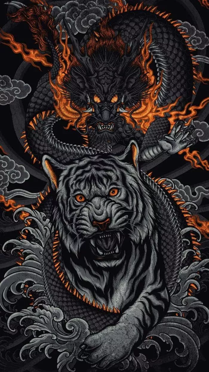 Dragon vs Tiger iPhone Wallpaper HD